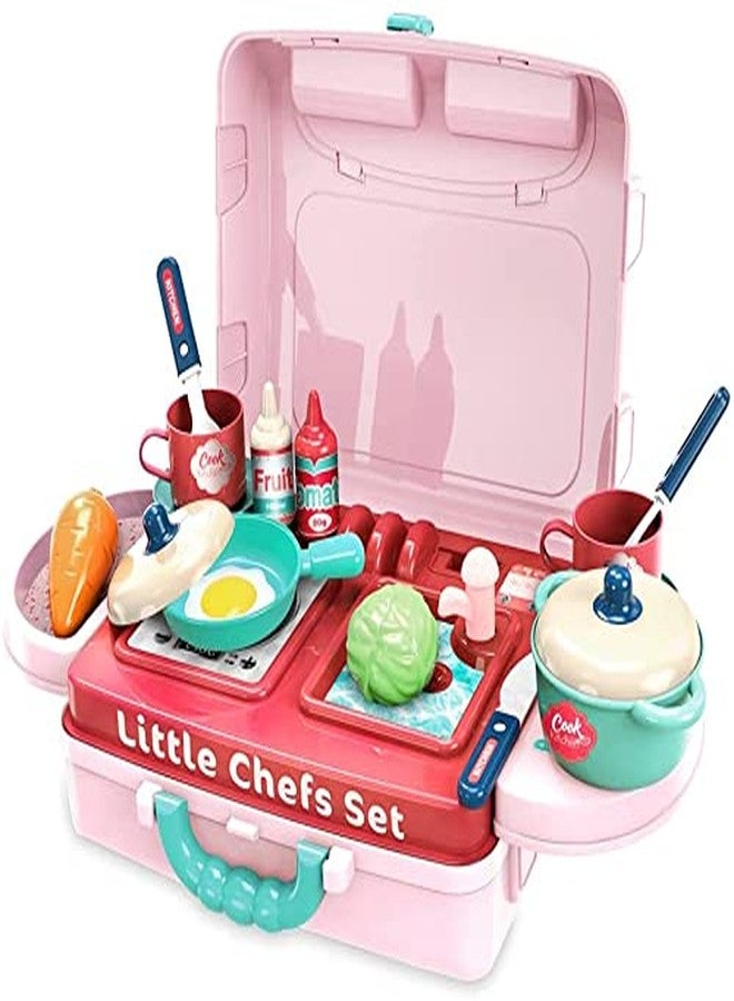 PULSBERY مجموعة مطبخ بولسبري للأطفال البنات | مجموعة ألعاب مطبخ للأطفال مع أضواء وأصوات للبنات، مجموعة ألعاب مطبخ للأطفال (WD - P33) - Image 2